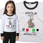 Piżamy dla dziewczynek - Piżama dziecięca Muszę Iść Królik Dzwoni Zając Zajączek Króliczek 110/116 - VoloDonum - miniaturka - grafika 1