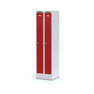 Alfa 3 Metalowa szafka ubraniowa, wąska, na cokole, czerwone drzwi, zamek cylindryczny 1261562 - Szafki BHP - miniaturka - grafika 1
