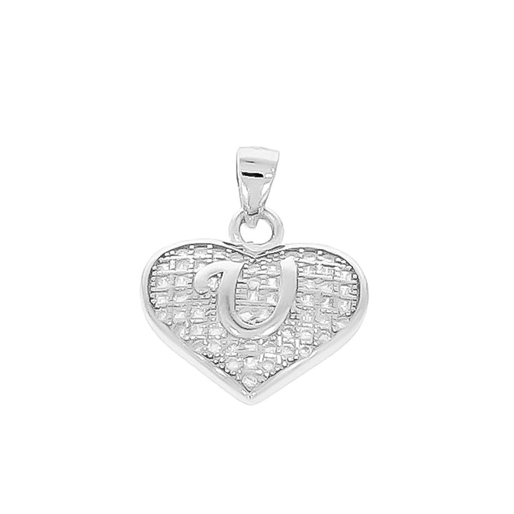 Srebrna zawieszka wisiorek litera literka U w serduszku pr. 925