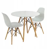 Stoły z krzesłami - Zestaw stół Dsw 80 biały 2 białe krzesła Milano - miniaturka - grafika 1