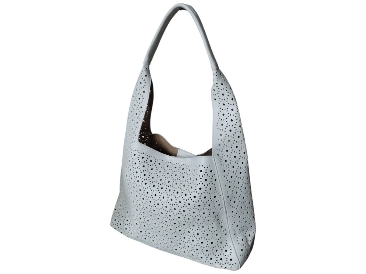 Torba Shopper Na Ramię + Mała Torebka Damska Listonoszka, Miejska, Biały