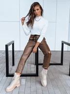 Spodnie damskie - Spodnie damskie woskowane LAPIS ciemnobrązowe Dstreet UY1720-L - miniaturka - grafika 1