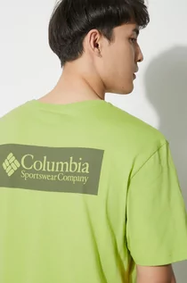 Koszulki męskie - Columbia t-shirt bawełniany North Cascades kolor zielony z nadrukiem 1834041 - grafika 1