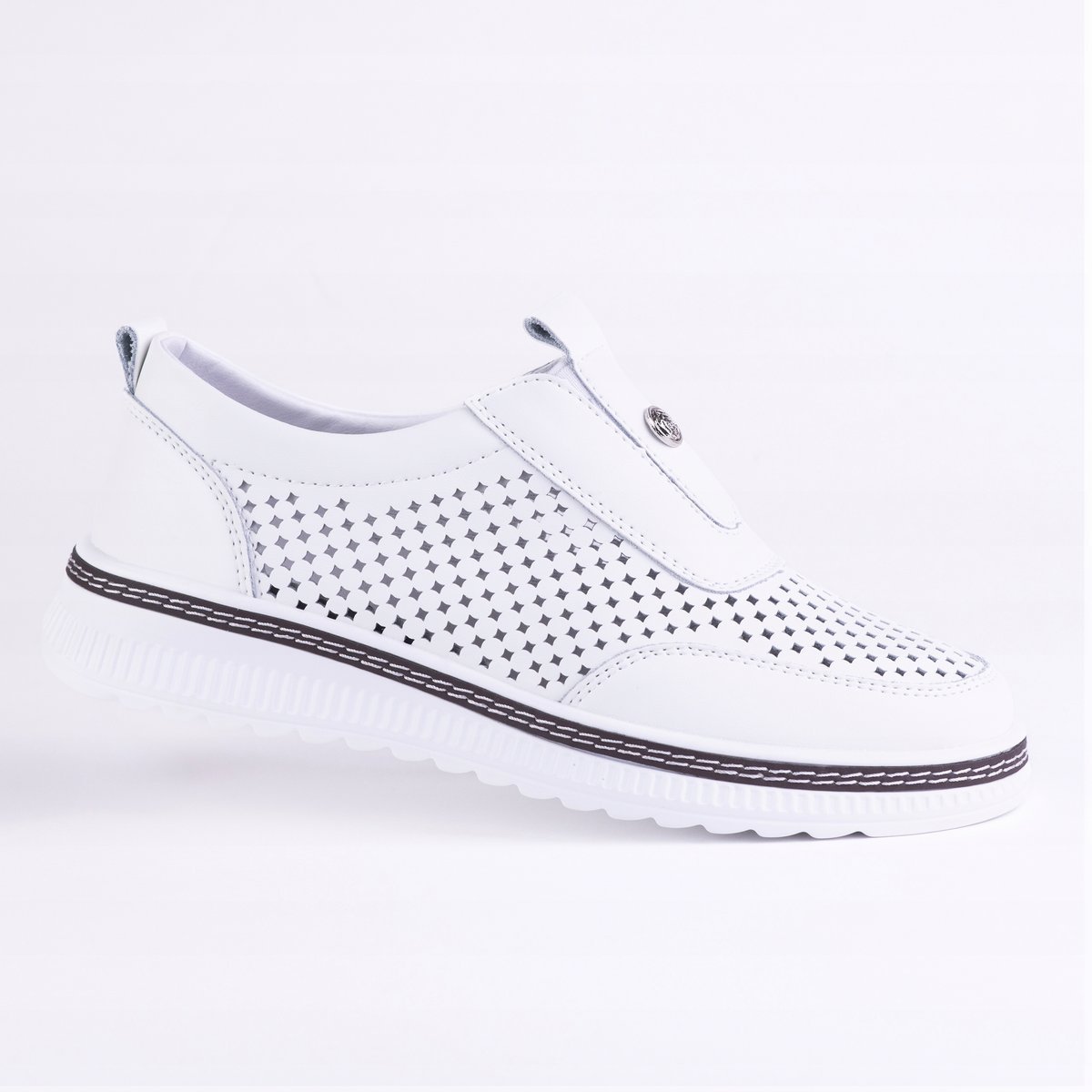 Półbuty damskie ażurowe GOODIN GD-RS-2103 skóra wsuwane lekkie białe 41