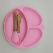 Miseczki i talerzyki dla dzieci - Talerzyk silikonowy z przyssawką ,talerz dziecięcy + sztućce  #cool_items - miniaturka - grafika 1