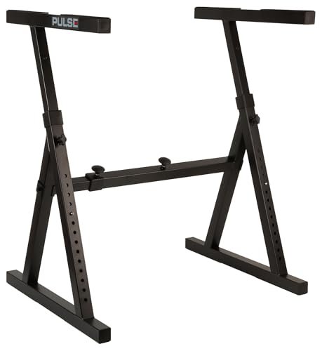 PULSE Wytrzymały stojak Z, regulowany stojak na klawiaturę i sprzęt DJ, pasuje do 88-klawiszowych klawiatur, CDJ, gramofonów i mikserów - maksymalne obciążenie 80 kg