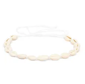 Naszyjniki - NASZYJNIK CHOKER WIĄZANY NA SZNURKU Z MUSZELKAMI SZNUREK MUSZELKI NATURALNY - NAS-MUS-BIA - miniaturka - grafika 1