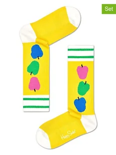 Happy Socks Skarpety (2 pary) "Apple Rib" w kolorze żółtym - Skarpetki damskie - miniaturka - grafika 1