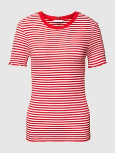 T-shirt o kroju slim fit z wzorem w paski - Koszulki i topy damskie - miniaturka - grafika 1