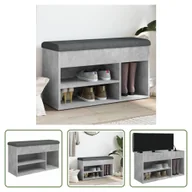 Szafki na buty - The Living Store Ławka na buty betonowa szara 82x32x45,5 cm Materiał drewnopochodny - miniaturka - grafika 1