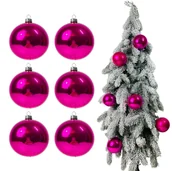 Bombki - FUKSJA SZKLANE BOMBKI CHOINKOWE ZESTAW POLSKICH BANIEK NA CHOINKĘ 6 szt 8 cm OZDOBY NA CHOINKĘ - miniaturka - grafika 1