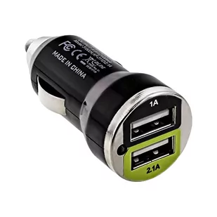 InLine Ładowarka InLine USB Dual + 1m spiralny kabel 31502C - Ładowarki samochodowe - miniaturka - grafika 1
