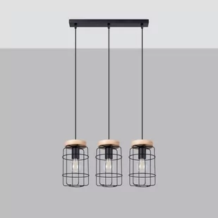Gotto lampa wisząca 3xE27 czarna/jasne drewno SL.1264 - Lampy sufitowe - miniaturka - grafika 1