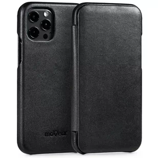 moVear flipSide S - Skórzane etui do Apple iPhone 13 Pro Max (6.7") | Pokrowiec slim case, Skóra naturalna gładka (Czarny) - Etui i futerały do telefonów - miniaturka - grafika 1