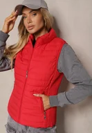 Kamizelki damskie - Czerwona Kamizelka ze Stójką z Pikowaniem i Kieszeniami Valoreth - miniaturka - grafika 1