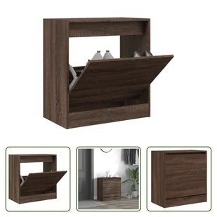 The Living Store Szafka na buty brązowy dąb 60x34x63,5 cm materiał drewnopochodny - Szafki na buty The Living Store Szafka na buty brązowy dąb 60x34x63,5 cm materiał drewnopochodny - Szafki na buty - miniaturka - grafika 1