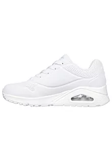 Trampki damskie - Skechers Damskie trampki UNO, białe i wielokolorowe serce nadruk Duraleather/WHI, 8 UK, Biały i wiele serc nadruk Duraleather Whi, 41 EU - grafika 1