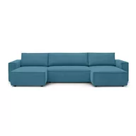 Narożniki - Turkusowy sztruksowy rozkładany narożnik Bobochic Paris Nihad Panoramique - miniaturka - grafika 1