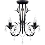 Lampy sufitowe - VidaXL Czarny żyrandol z kryształowymi koralikami secesja 3 x E14 żarówki 241385 - miniaturka - grafika 1