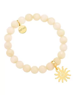 Bransoletka z fasetowanego nefrytu bursztynowego ze złotym słońcem - Bransoletki - miniaturka - grafika 1