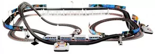 Duży Podwójny Tor Wyścigowy. 2w1: Wyścigówka & Elektr. Kolejka Pendolino + Piloty i Różne Akcesoria. - Tory, garaże, parkingi - miniaturka - grafika 1
