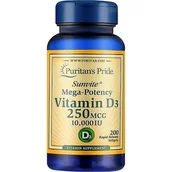 Witaminy i minerały - Witamina D3 10000 IU - wsparcie odporności 200 kapsułek Puritans Pride - miniaturka - grafika 1
