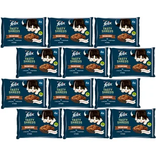 FELIX Tasty Shreds mokra karma dla kota z kaczką i indykiem w sosie 12x(4x80g) - Mokra karma dla kotów - miniaturka - grafika 1
