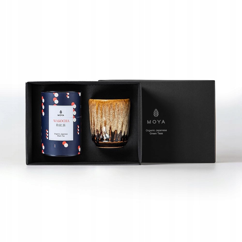 Zestaw prezentowy organiczna czarna herbata Moya Wakocha i kubek Kanpai