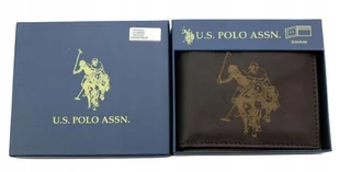 Portfel męski skórzany skóra U.S. Polo Assn. poziomy ABPE7034JC Brązowy - Portfele - miniaturka - grafika 1