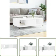 Ławy i stoliki kawowe - The Living Store stolik kawowy biały wysoki połysk 104x60x35 cm materiał drewnopochodny - miniaturka - grafika 1