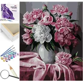 Malowanie po numerach - Różowe I Białe Piwonie - miniaturka - grafika 1