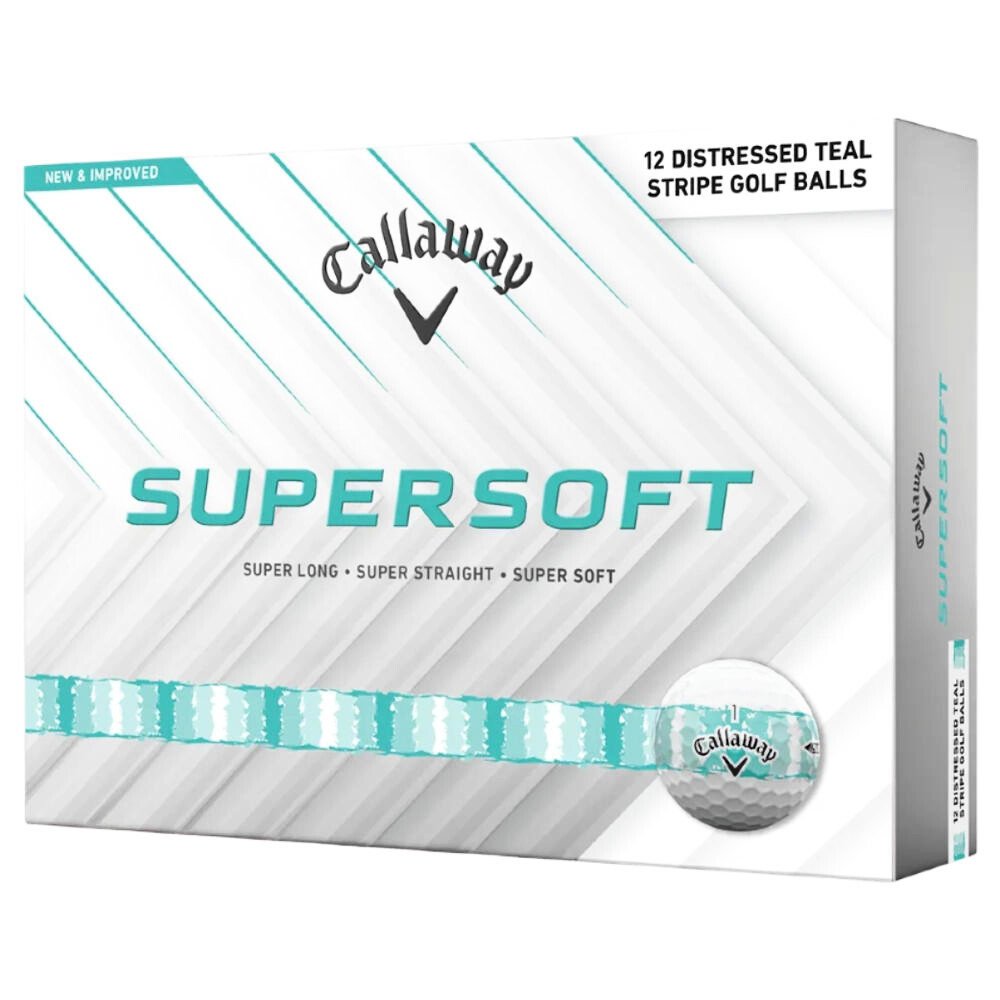 Piłki golfowe Callaway Supersoft 25 White Distance Stripe Teal