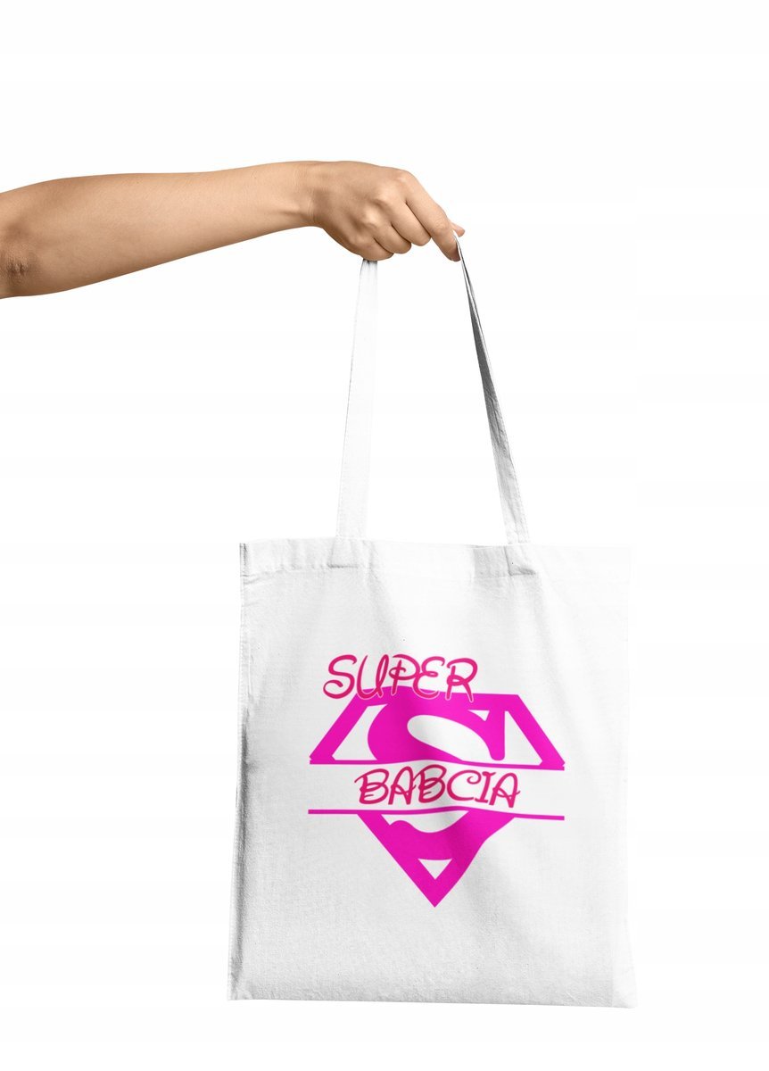 TORBA SHOPPER MATERIAŁOWA NA RAMIĘ PREZENT DLA BABCI NA DZIEŃ BABCI SUPER