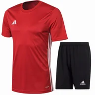 Koszulki męskie - Zestaw Męski Adidas Komplet Czerwona Koszulka T-shirt + Spodenki Czarne R L - miniaturka - grafika 1