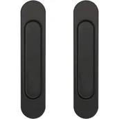 Zawiasy, okucia i inne akcesoria - 2 sztuki samoprzylepnych owalnych klamek do drzwi przesuwnych do szafek, okien i drzwi przesuwnych (czarne) - miniaturka - grafika 1