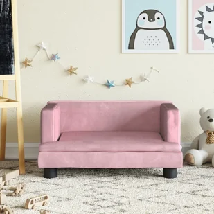 vidaXL Sofa dla dzieci, różowa, 60x40x30 cm, aksamit - Meble do sypialni - miniaturka - grafika 1