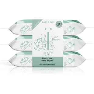 Naif Baby & Kids Plastic Free Wipes chusteczki nawilżane dla dzieci od urodzenia 3x54 szt. - Chusteczki nawilżane - miniaturka - grafika 1