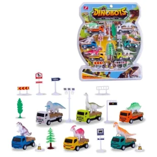 Auto pull back + znaki i dinozaury MIX - Trifox - Samochody i pojazdy dla dzieci - miniaturka - grafika 1