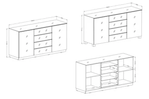 Komoda dwudrzwiowa z czterema szufladami Helio 26 - czarny / czarne szkło - Komody - miniaturka - grafika 2