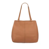 Torebki damskie - Pojemna skórzana torebka damska worek shopper jasnobrązowa - miniaturka - grafika 1