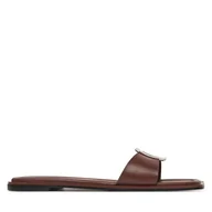Klapki i japonki damskie - Klapki Calvin Klein Flat Slide W/Ck Hw Big - Lth HW0HW02482 Brązowy - miniaturka - grafika 1