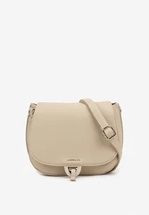 Ciemnobeżowa Dwukomorowa Torebka Listonoszka z Ozdobną Klapą Redavinae - Torebki damskie - miniaturka - grafika 1