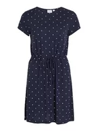 Sukienki - Vila Sukienka damska, Navy Blazer/Aop: białe kropki, XS - miniaturka - grafika 1