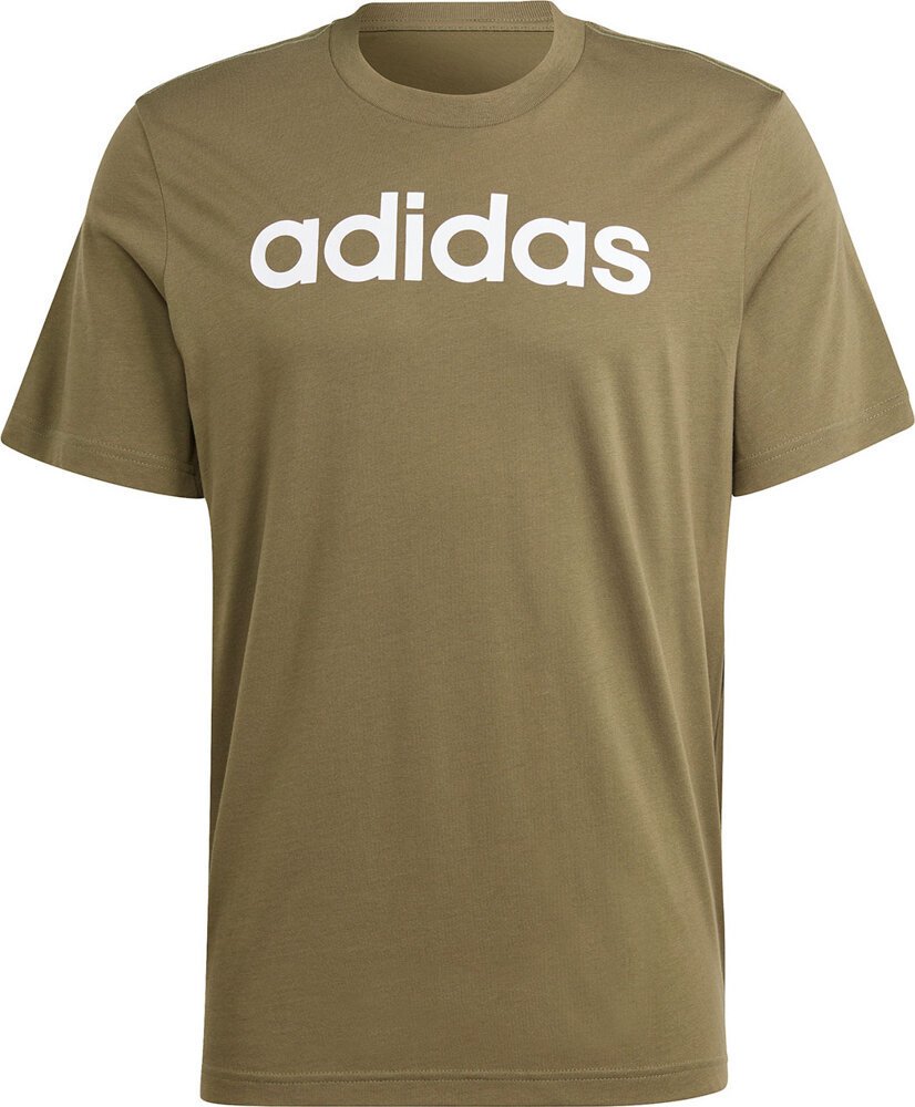 Koszulka męska adidas Essentials Single Jersey Linear Embroidered Logo Tee khaki IC9280-S