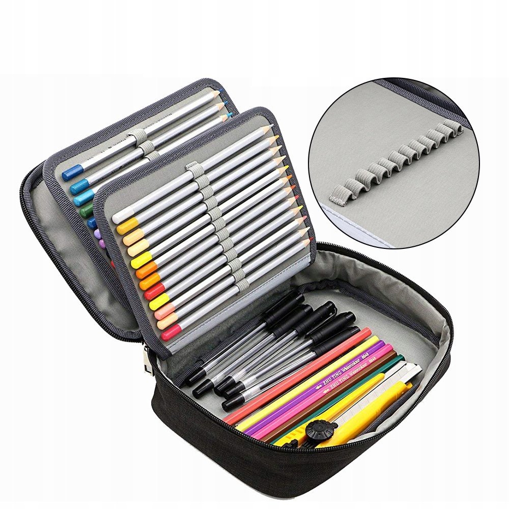 PIÓRNIK NA ETUI NA 72 KREDKI PĘDZLE ORGANIZER SZKOLNY 22× 16.5 × 6.5 cm