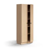 Szafy biurowe - Szafa QBUS, 4 półki, cokół, uchwyty, 2020x800x420 mm, dąb - miniaturka - grafika 1