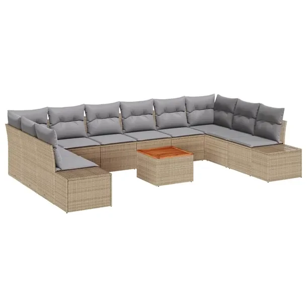 Zestaw Mebli Ogrodowych Modułowych Rattan PE 55x55x37 cm Beż/Jasnoszary