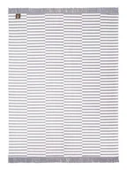 Koce - Koc bawełniano-akrylowy 150x200 biały szary w plażowe paski - miniaturka - grafika 1