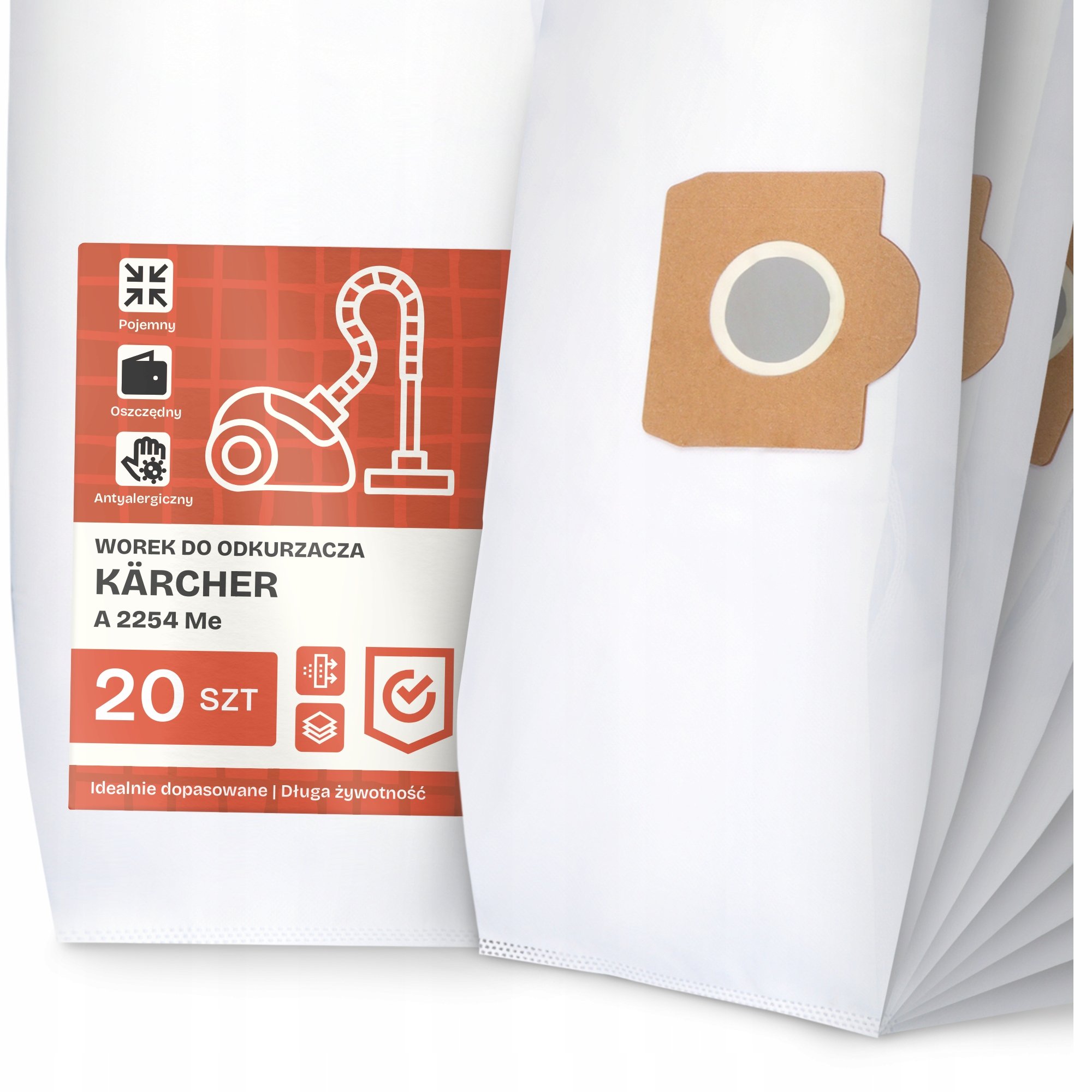 20x Worek do Odkurzacza Kärcher A 2254 Me Syntetyczny Pojemny Odporny Worki