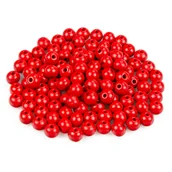 Dekoratorstwo - Drewniane koraliki KULA 8mm 120szt czerwone - miniaturka - grafika 1